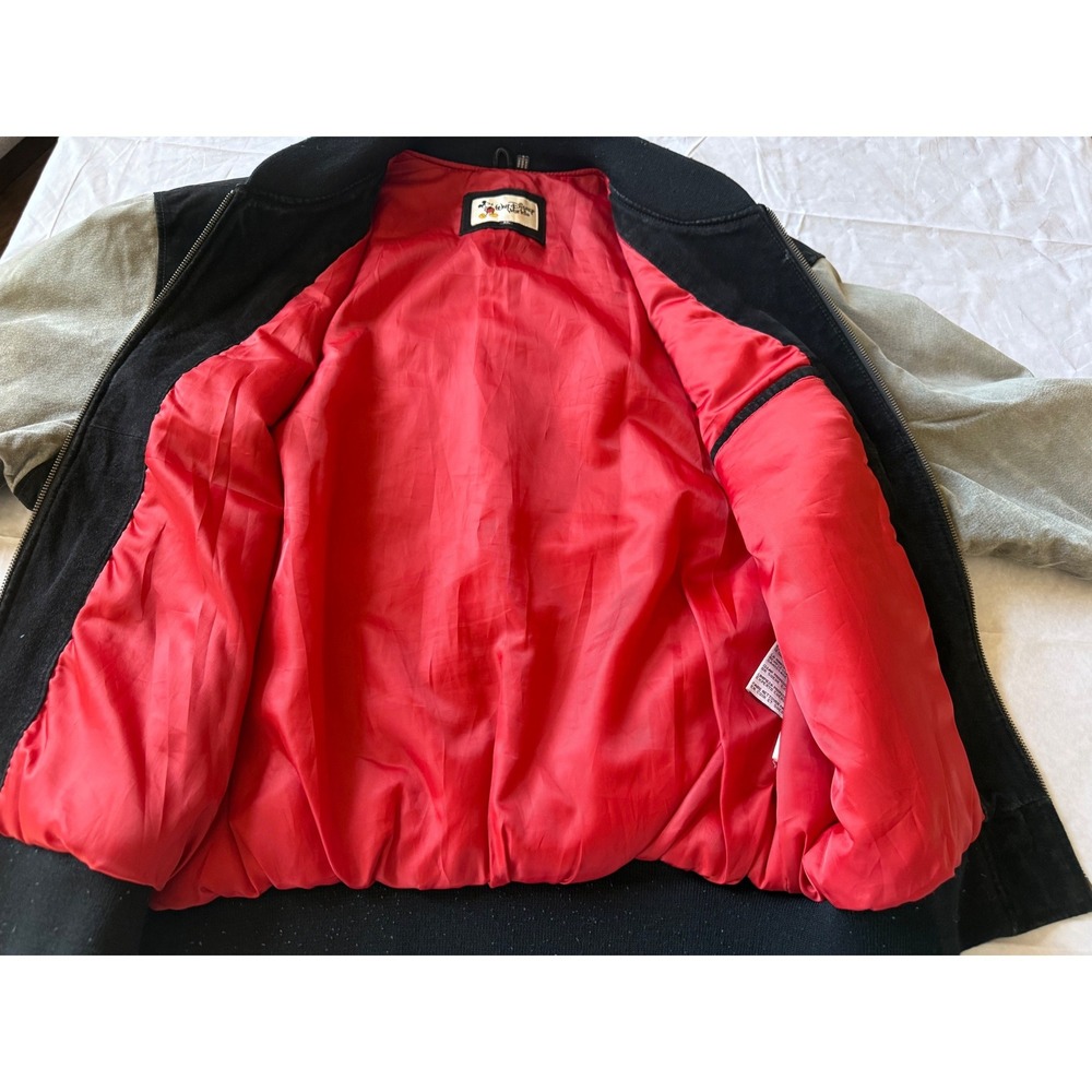 Walt Disney World Mens Suede Varsity Jacket XL Black Vtg Mickey Mouse Millennium - Picture 5 of 11
